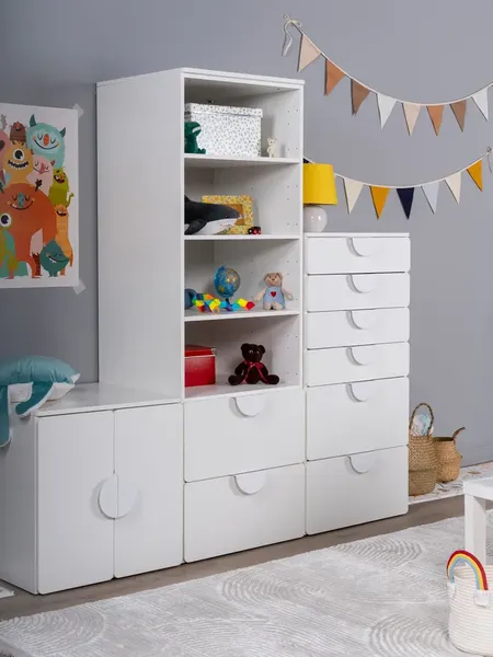 Изображение товара Стеллаж Mebelain Пикси Два выдвижных ящика (белый)