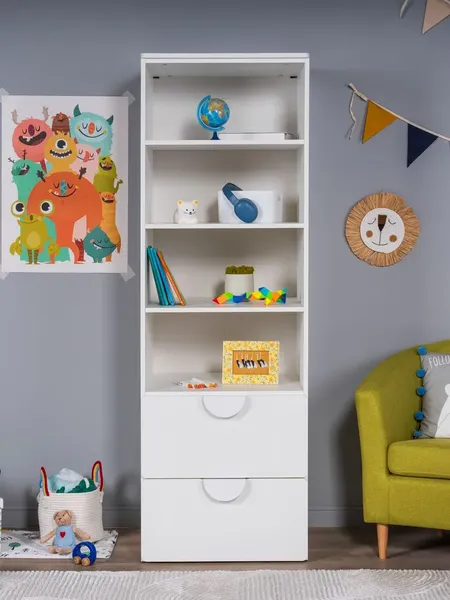 Изображение товара Стеллаж Mebelain Пикси Два выдвижных ящика (белый)