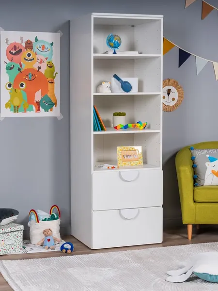 Изображение товара Стеллаж Mebelain Пикси Два выдвижных ящика (белый)