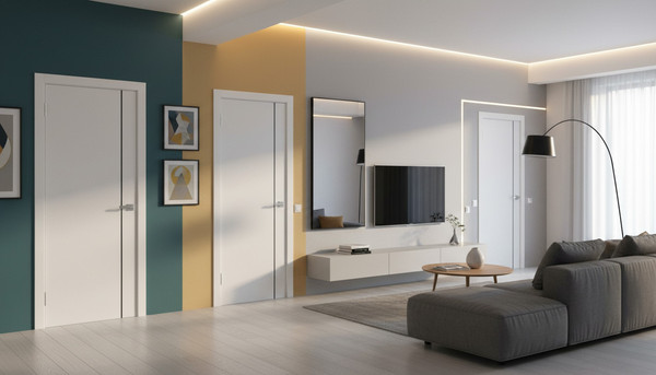 Изображение товара Дверь межкомнатная Юни Эмаль Line 1 70x200 (белый/черный)