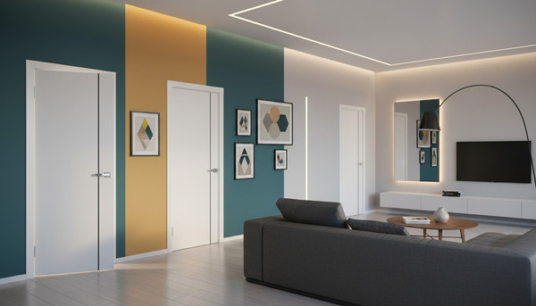 Изображение товара Дверь межкомнатная Юни Эмаль Line 1 70x200 (белый/черный)