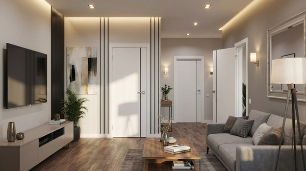 Изображение товара Дверь межкомнатная Юни Эмаль Line 1 70x200 (белый/черный)