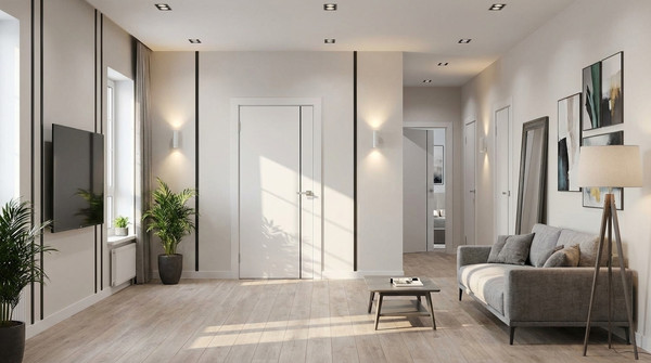 Изображение товара Дверь межкомнатная Юни Эмаль Line 1 70x200 (белый/черный)