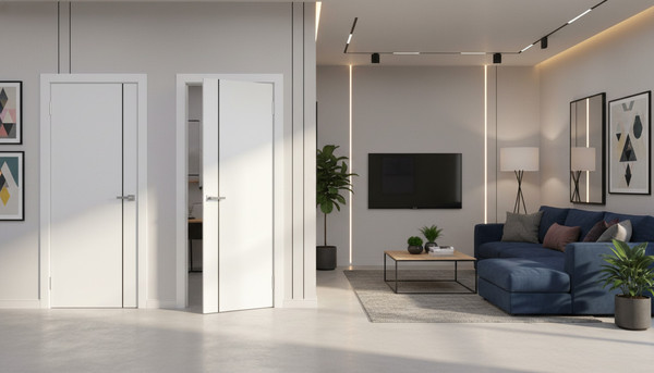 Изображение товара Дверь межкомнатная Юни Эмаль Line 1 70x200 (белый/черный)