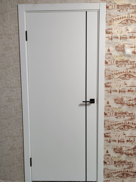 Изображение товара Дверь межкомнатная Юни Эмаль Line 1 70x200 (белый/черный)