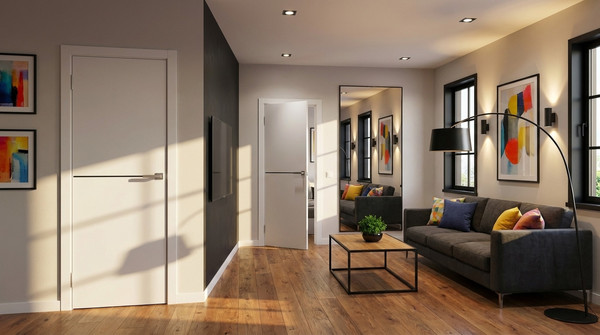 Изображение товара Дверь межкомнатная Юни Эмаль Line 7 70x200 (белый/черный)