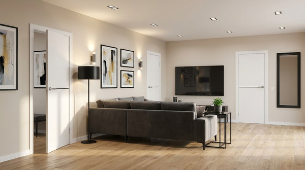 Изображение товара Дверь межкомнатная Юни Эмаль Line 7 70x200 (белый/черный)