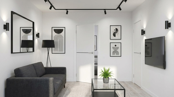 Изображение товара Дверь межкомнатная Юни Эмаль Line 7 90x200 (белый/черный)