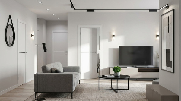 Изображение товара Дверь межкомнатная Юни Эмаль Line 7 90x200 (белый/черный)