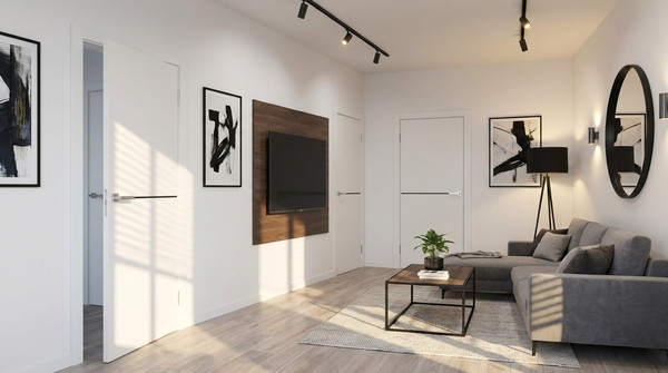 Изображение товара Дверь межкомнатная Юни Эмаль Line 7 90x200 (белый/черный)