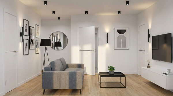 Изображение товара Дверь межкомнатная Юни Эмаль Line 7 90x200 (белый/черный)