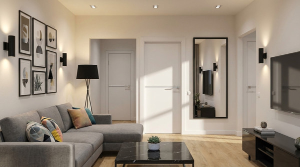 Изображение товара Дверь межкомнатная Юни Эмаль Line 7 90x200 (белый/черный)