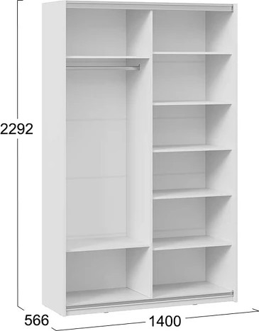 Изображение товара Шкаф-купе ТриЯ Оскар Тиффани Т2 140 / 282723 (белая/белый снег/белый софт)