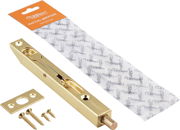 Изображение товара Шпингалет торцевой Нора-М Ригель 5 1/2" (матовое золото, хедер)