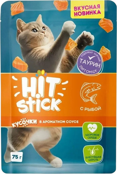Изображение товара Влажный корм для кошек Hitstick Для кошек с Рыбой в соусе (28x75г)