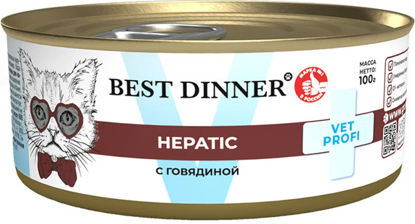 Изображение товара Влажный корм для кошек Best Dinner Vet Profi Hepatic С говядиной (100г)