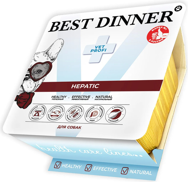 Изображение товара Влажный ветеринарный корм для собак Best Dinner Vet Profi Hepatic Паштет с курицей (100г)