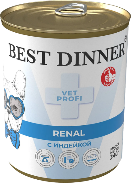 Изображение товара Влажный ветеринарный корм для собак Best Dinner Vet Profi Renal С индейкой (340г)