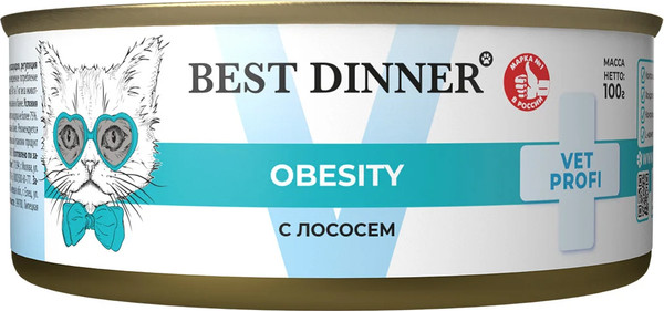 Изображение товара Влажный ветеринарный корм для собак Best Dinner Vet Profi Obesity С лососем (100г)