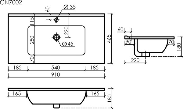 Изображение товара Тумба с умывальником Sancos Cento / CN90W + CN7002 (белый глянец)