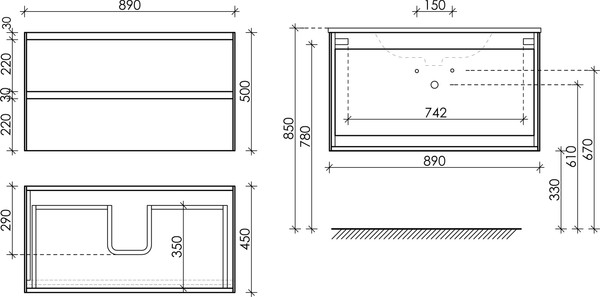 Изображение товара Тумба с умывальником Sancos Cento / CN90W + CN7002 (белый глянец)
