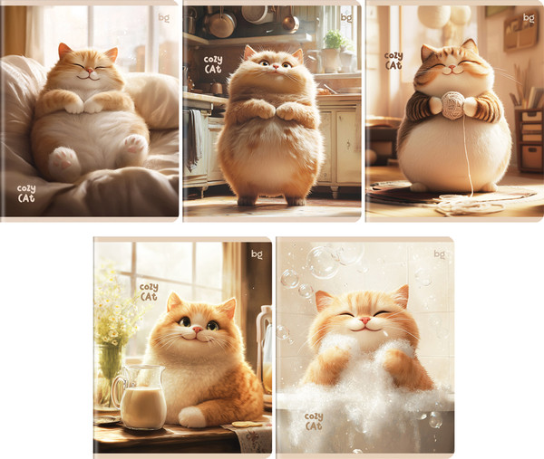 Изображение товара Тетрадь BG Cozy Cat / Т5ск48_вл 57629 (48л, клетка, выборочный лак)