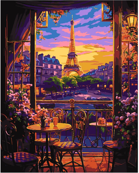 Изображение товара Картина по номерам Lori Закат над Парижем / Рх-189