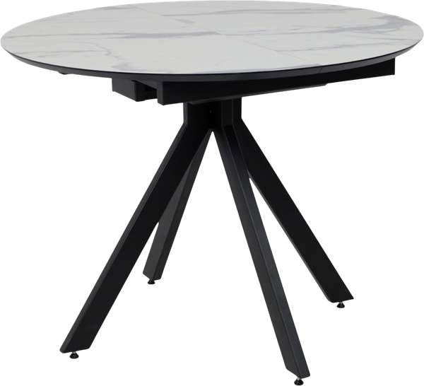 Изображение товара Обеденный стол LEPREMO AV 1107 HPL+МДФ раздвижной D1000-1350x750 (белый мрамор/черный)