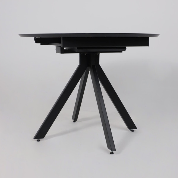 Изображение товара Обеденный стол LEPREMO AV 1107 HPL+МДФ раздвижной D1000-1350x750 (белый мрамор/черный)