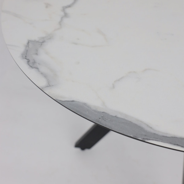 Изображение товара Обеденный стол LEPREMO AV 1107 HPL+МДФ раздвижной D1000-1350x750 (белый мрамор/черный)