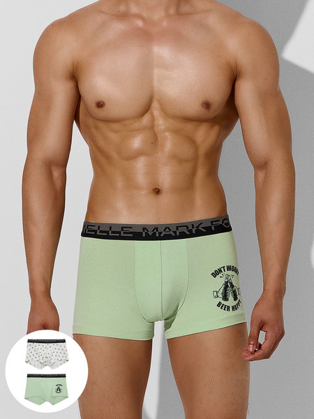 Изображение товара Комплект мужских трусов Mark Formelle 411215-2 (р.98-108, зеленая дымка/пиво на светло-сером)