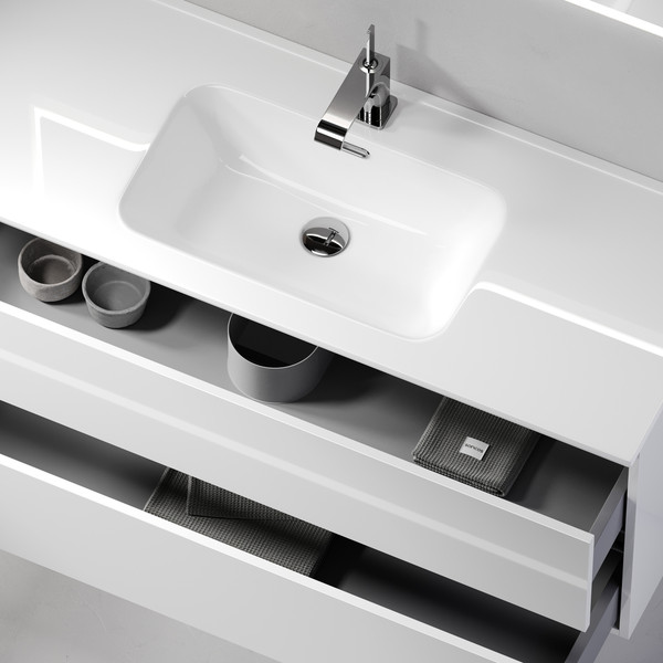 Изображение товара Тумба с умывальником Sancos Urban / UR120-1W + CN7006 (белый глянец)