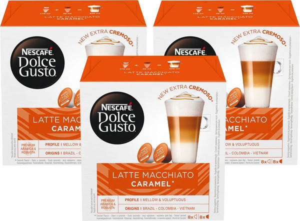 Изображение товара Кофе в капсулах Nescafe Dolce Gusto Латте Макиато со вкусом карамели (3х16шт)