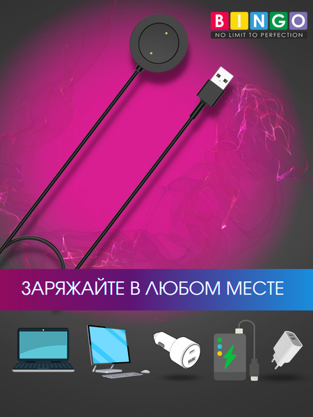 Изображение товара Зарядный кабель Bingo для Haylou RS3 LS04 (черный)