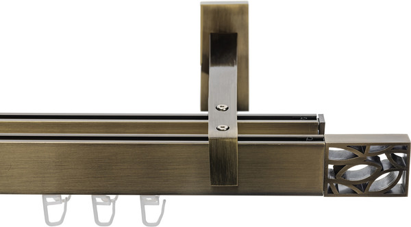 Изображение товара Карниз для штор Sundays Home Флэт Лайн Грид двойной (антик, 2.4м)