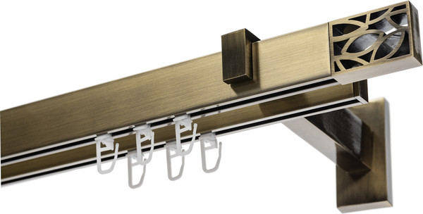 Изображение товара Карниз для штор Sundays Home Флэт Лайн Грид двойной (составной, антик, 4м)