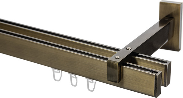 Изображение товара Карниз для штор Sundays Home Флэт Лайн Изи двойной (заглушка, антик, 2м)