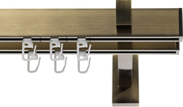 Изображение товара Карниз для штор Sundays Home Флэт Лайн Изи двойной (заглушка, антик, 2.4м)