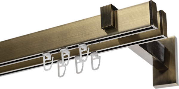 Изображение товара Карниз для штор Sundays Home Флэт Лайн Изи двойной (составной, заглушка, антик, 4м)