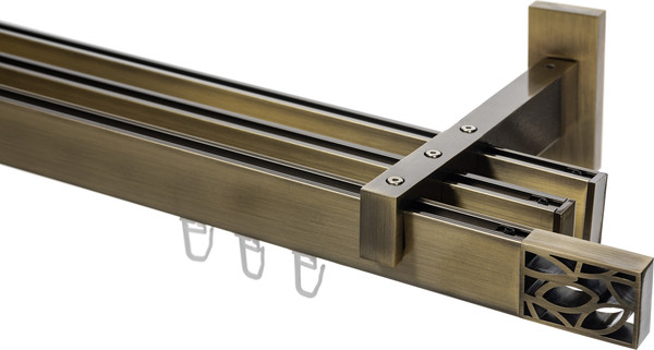 Изображение товара Карниз для штор Sundays Home Флэт Лайн Грид тройной (антик, 1.6м)