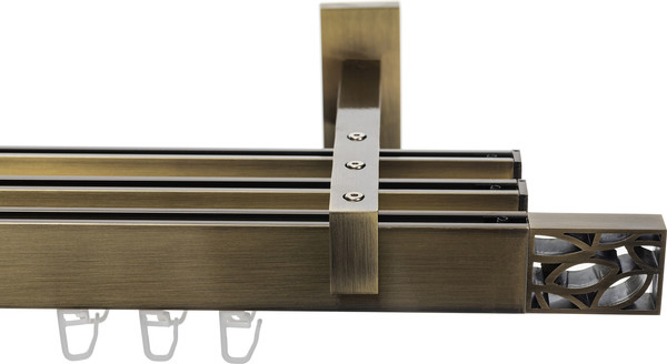 Изображение товара Карниз для штор Sundays Home Флэт Лайн Грид тройной (антик, 2.4м)