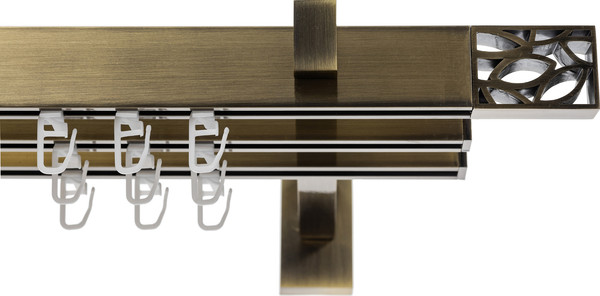 Изображение товара Карниз для штор Sundays Home Флэт Лайн Грид тройной (антик, 3м)