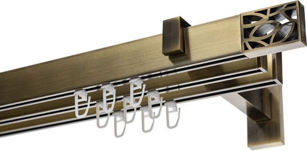 Изображение товара Карниз для штор Sundays Home Флэт Лайн Грид тройной (составной, антик, 4м)