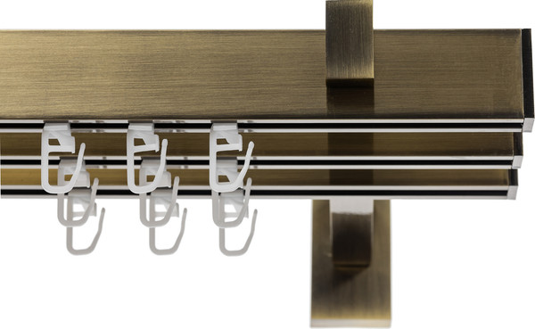 Изображение товара Карниз для штор Sundays Home Флэт Лайн Изи тройной (заглушка, антик, 2м)