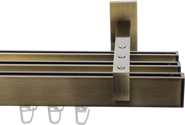 Изображение товара Карниз для штор Sundays Home Флэт Лайн Изи тройной (заглушка, антик, 2.4м)