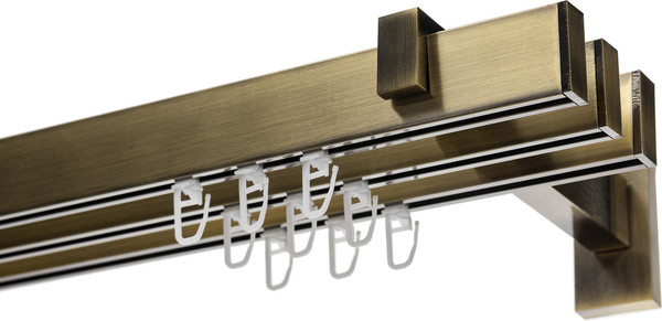 Изображение товара Карниз для штор Sundays Home Флэт Лайн Изи тройной (заглушка, антик, 3м)