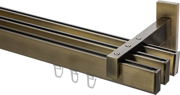 Изображение товара Карниз для штор Sundays Home Флэт Лайн Изи тройной (заглушка, антик, 3м)