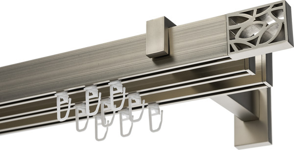 Изображение товара Карниз для штор Sundays Home Флэт Лайн Грид тройной (составной, сатин, 3.2м)