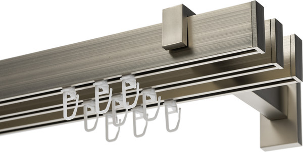 Изображение товара Карниз для штор Sundays Home Флэт Лайн Изи тройной (заглушка, сатин, 2.4м)