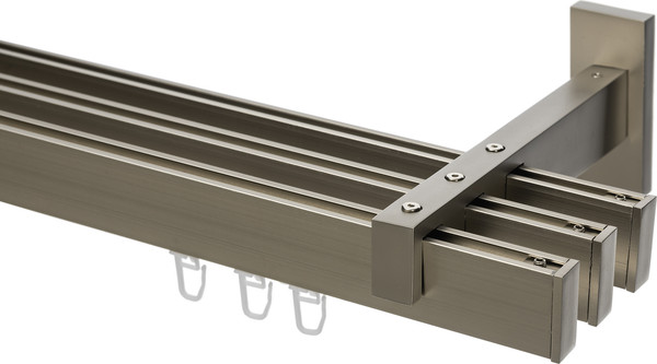 Изображение товара Карниз для штор Sundays Home Флэт Лайн Изи тройной (заглушка, сатин, 2.4м)